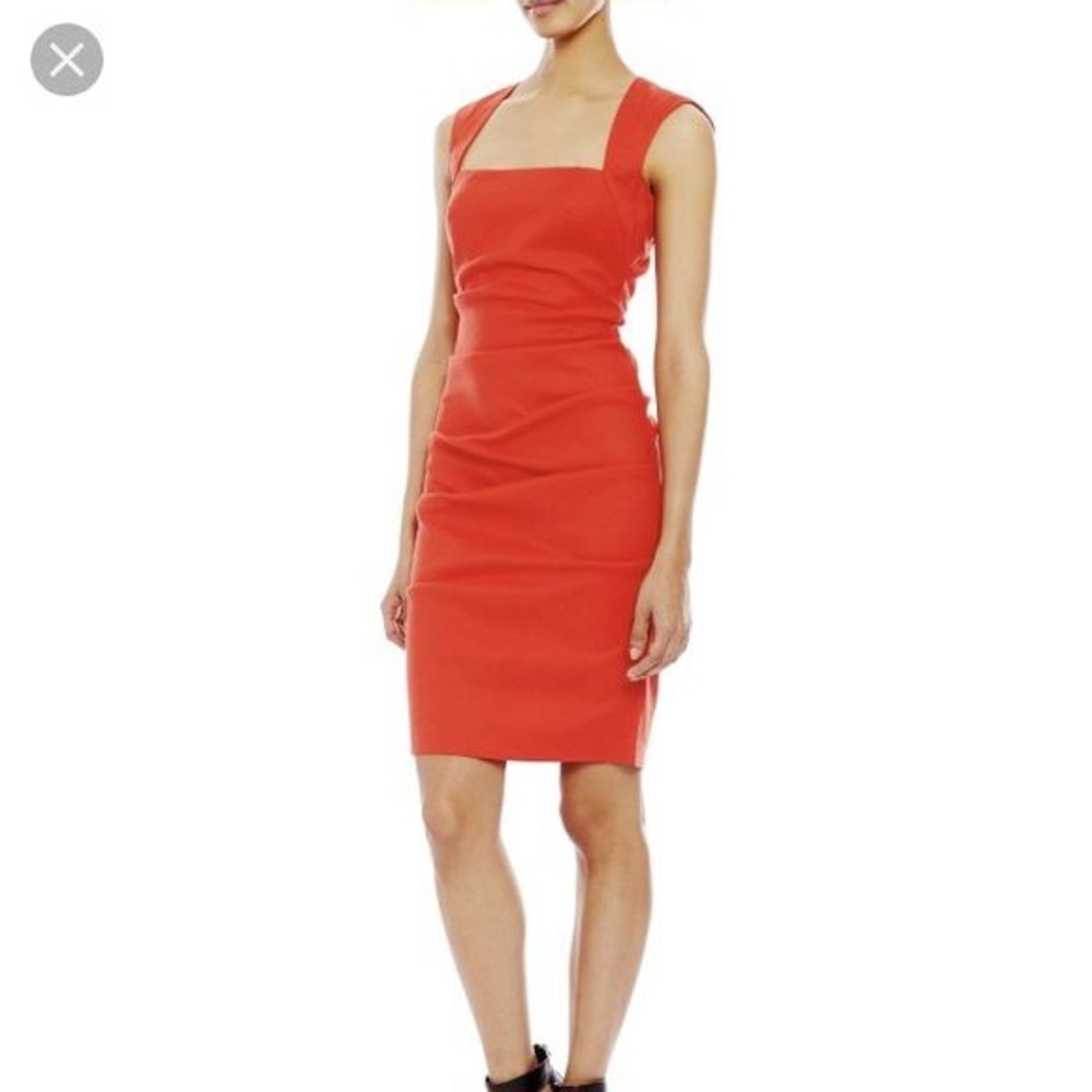 Nicole Miller linen tucked coral Sz 4